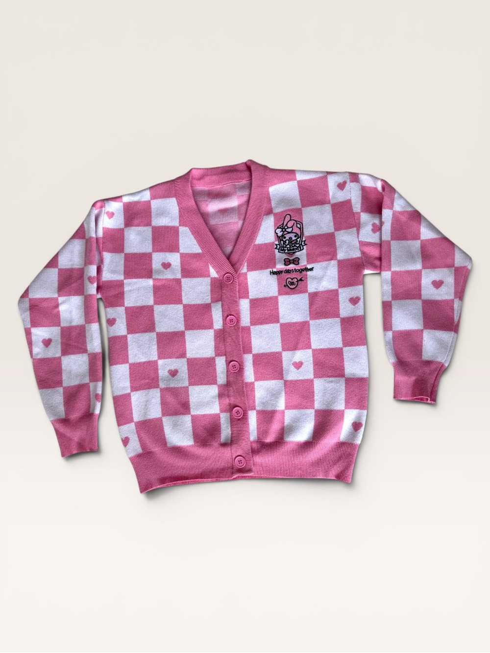 My Melody Sanrio Pink Checkered Cardigan | Women’s Small / Youth Large